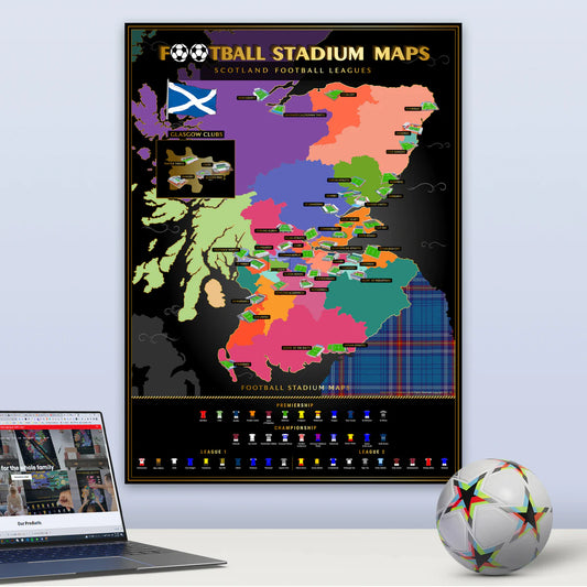 Scottish Football Stadium Scratch off Map
