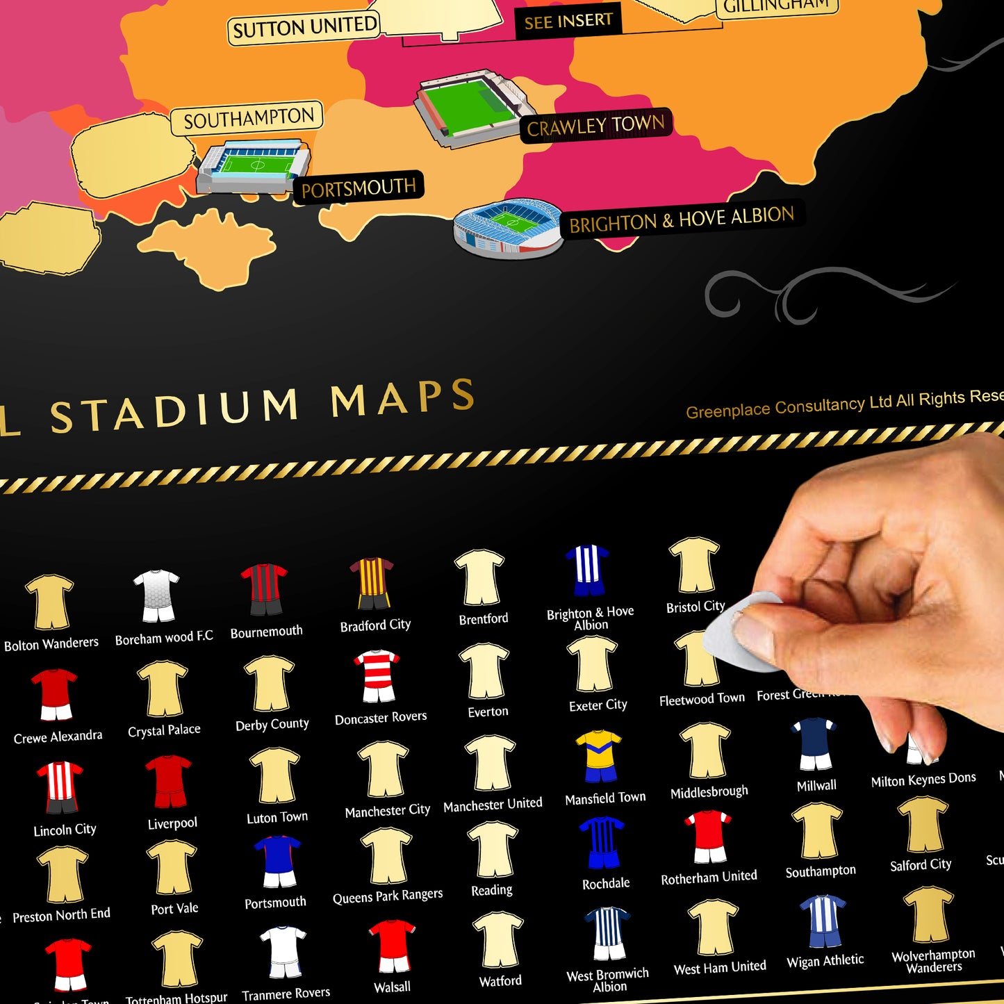 Football Stadium Scratch off Map 23/24 Season The Football League Store